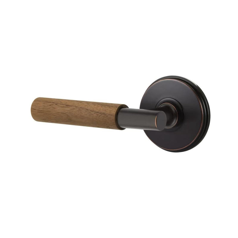 Emtek Select T-Bar Dark Walnut Lever with Watford Rosette in Oil Rubbed Bronze finish