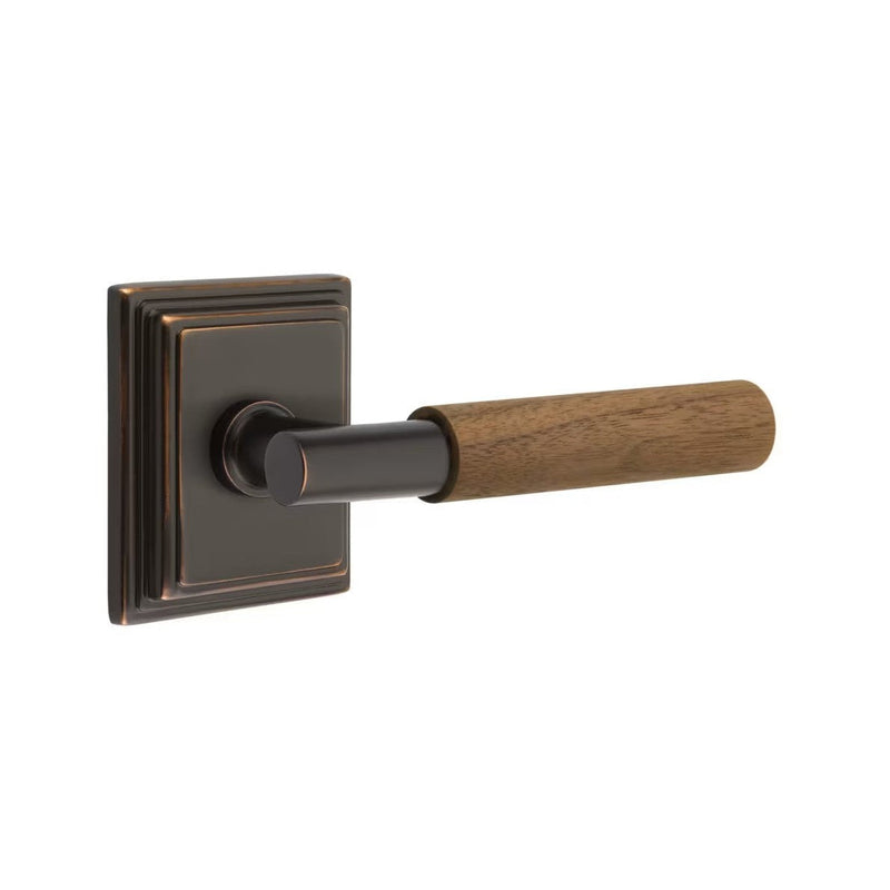 Emtek Select T-Bar Dark Walnut Lever with Wilshire Rosette in Oil Rubbed Bronze finish