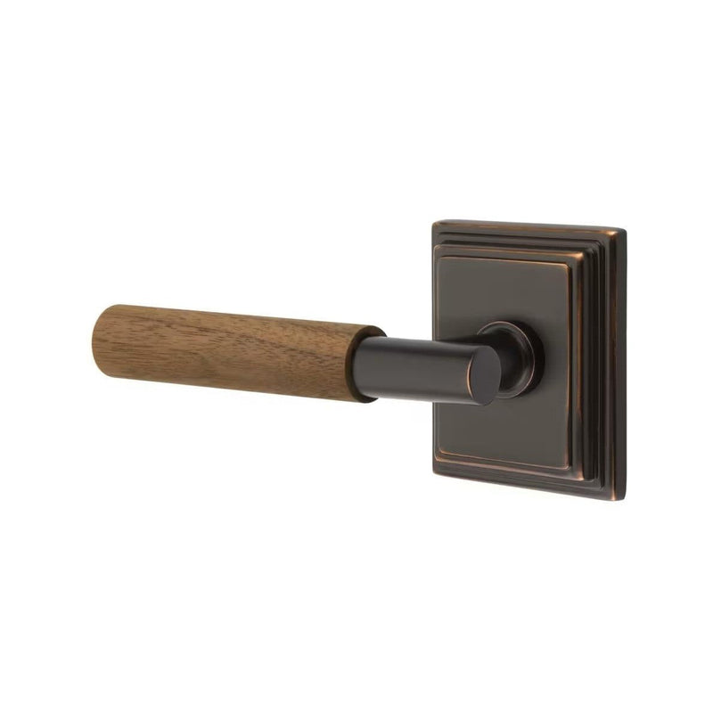 Emtek Select T-Bar Dark Walnut Lever with Wilshire Rosette in Oil Rubbed Bronze finish