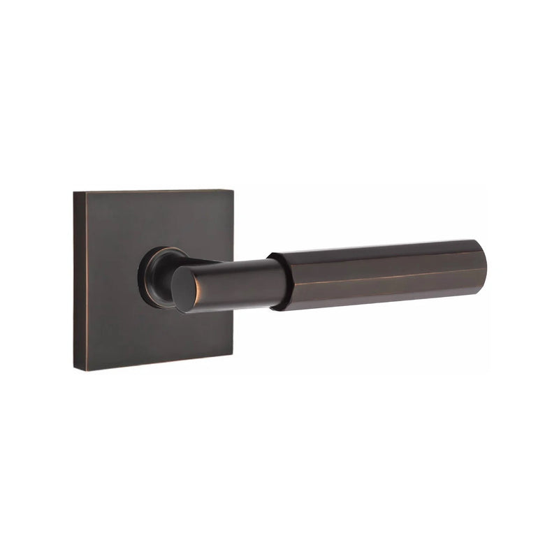 Emtek Select T-Bar Faceted Lever with Square Rosette in Oil Rubbed Bronze finish