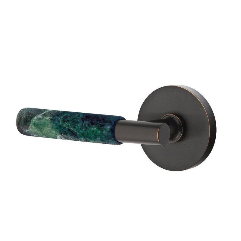 Emtek Select T-Bar Green Marble Lever with Disk Rosette in Oil Rubbed Bronze finish