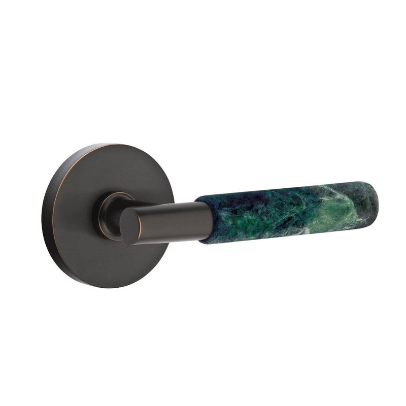 Emtek Select T-Bar Green Marble Lever with Disk Rosette in Oil Rubbed Bronze finish