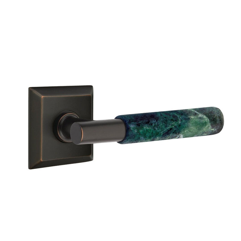 Emtek Select T-Bar Green Marble Lever with Quincy Rosette in Oil Rubbed Bronze finish