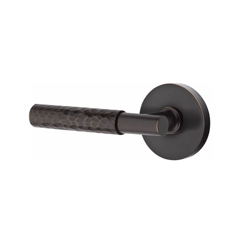 Emtek Select T-Bar Hammered Lever with Disk Rosette in Oil Rubbed Bronze finish