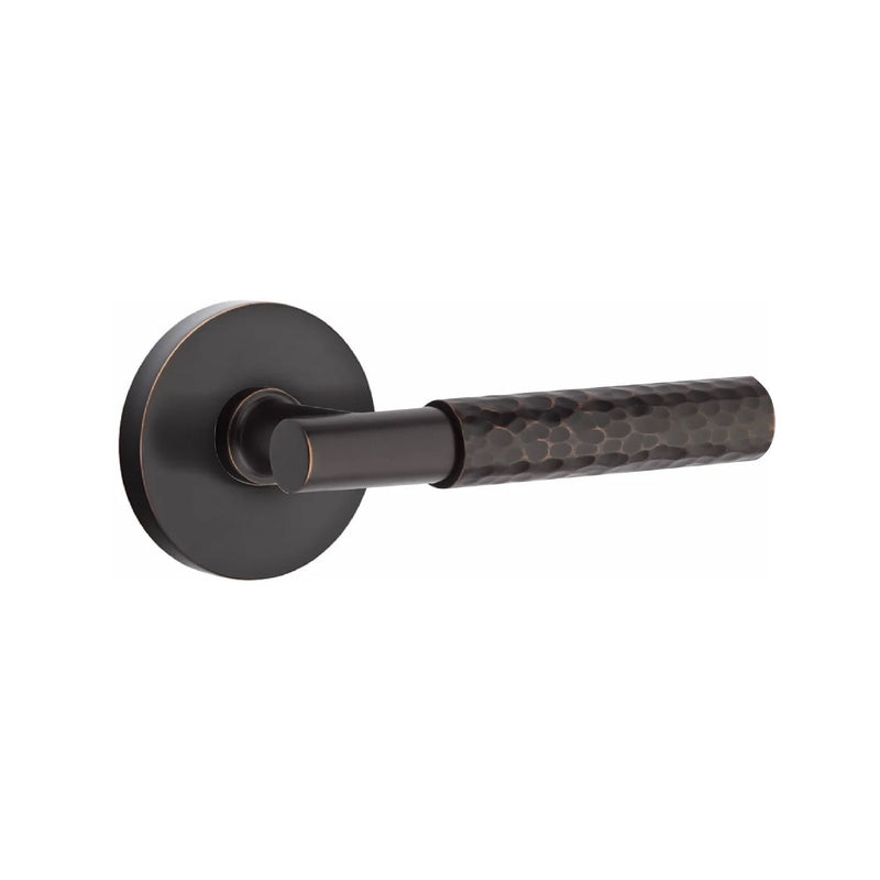 Emtek Select T-Bar Hammered Lever with Disk Rosette in Oil Rubbed Bronze finish