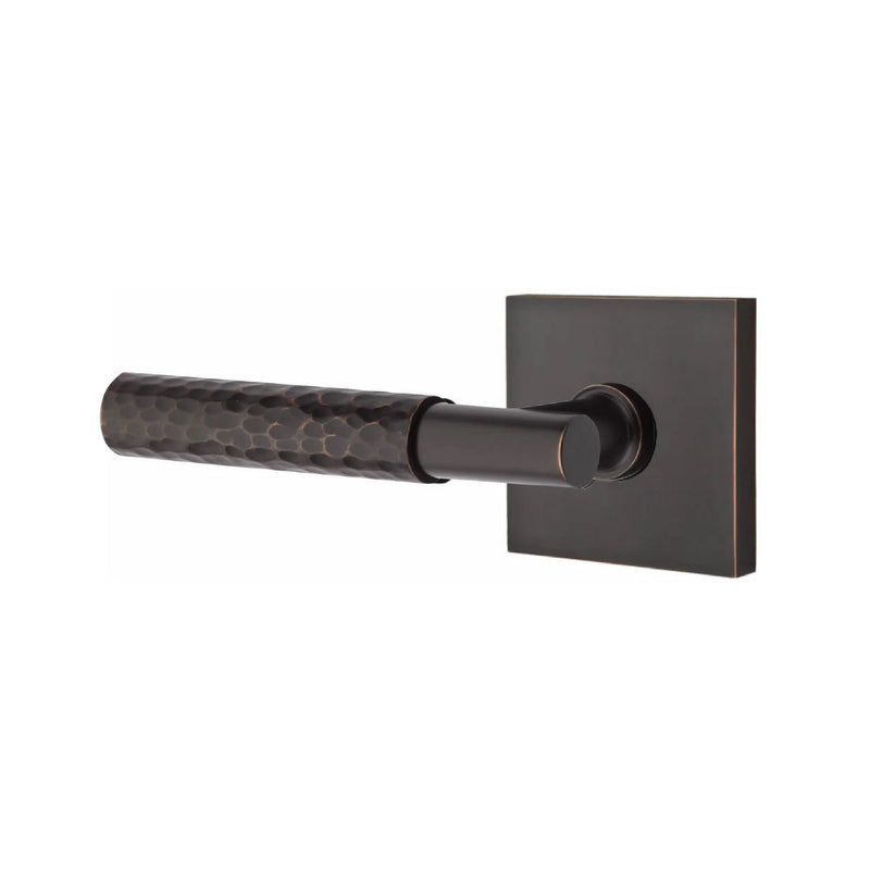 Emtek Select T-Bar Hammered Lever with Square Rosette in Oil Rubbed Bronze finish