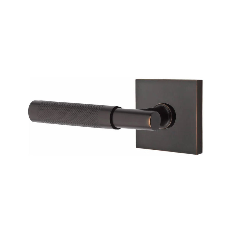 Emtek Select T-Bar Knurled Lever with Square Rosette in Oil Rubbed Bronze finish