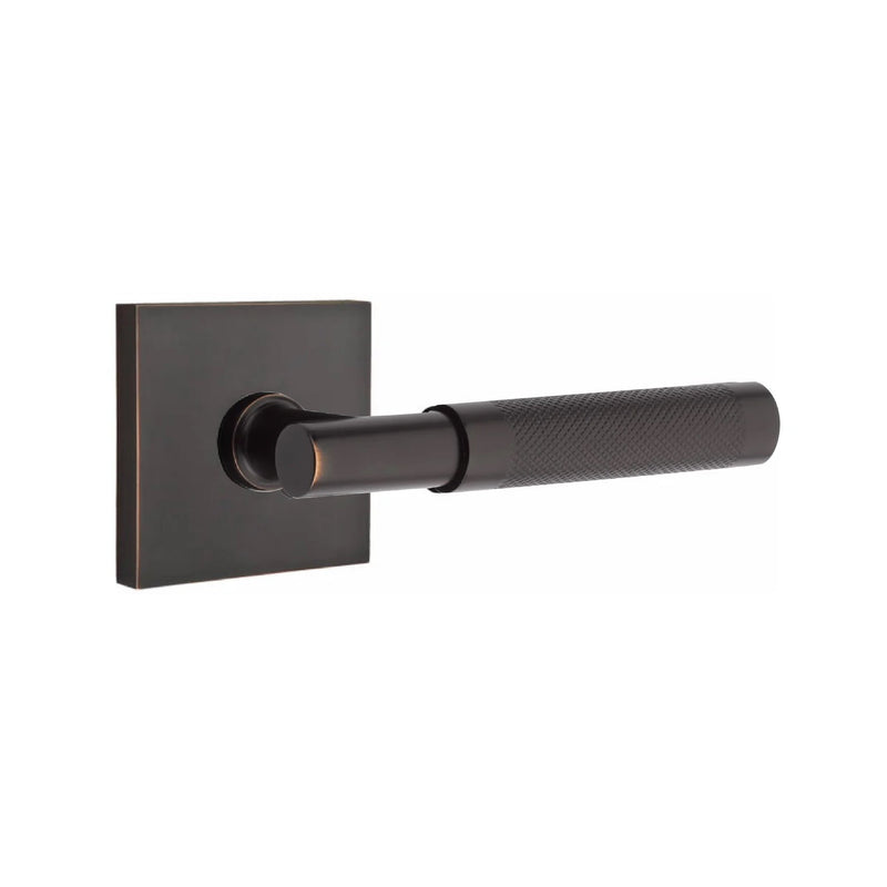 Emtek Select T-Bar Knurled Lever with Square Rosette in Oil Rubbed Bronze finish