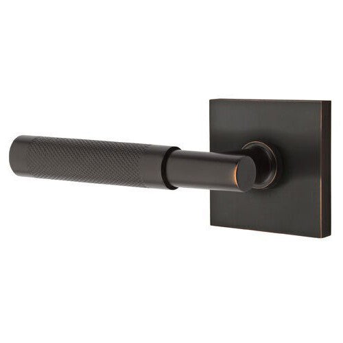 Emtek Select T-Bar Knurled Lever with Square Rosette in Oil Rubbed Bronze finish