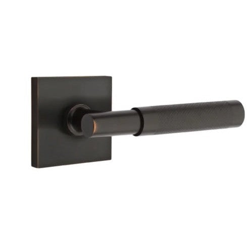 Emtek Select T-Bar Knurled Lever with Square Rosette in Oil Rubbed Bronze finish