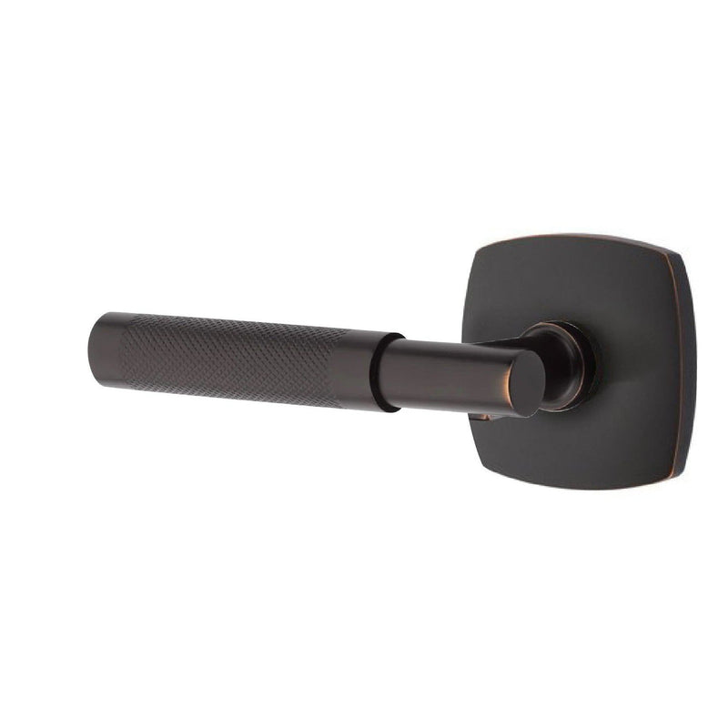 Emtek Select T-Bar Knurled Lever with Urban Modern Rosette in Oil Rubbed Bronze finish