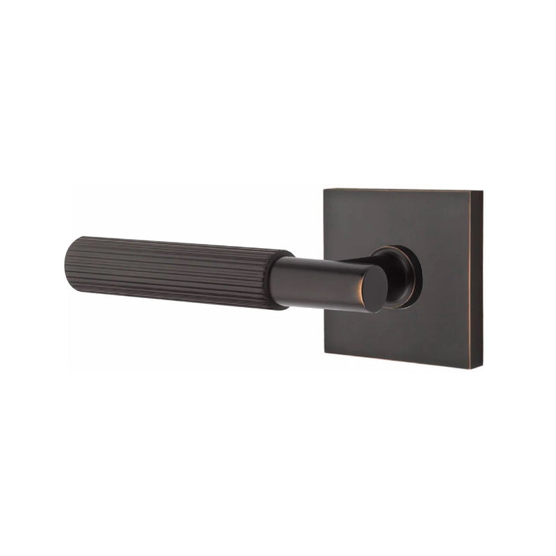 Emtek Select T-Bar Straight Knurled Lever with Square Rosette in Oil Rubbed Bronze finish