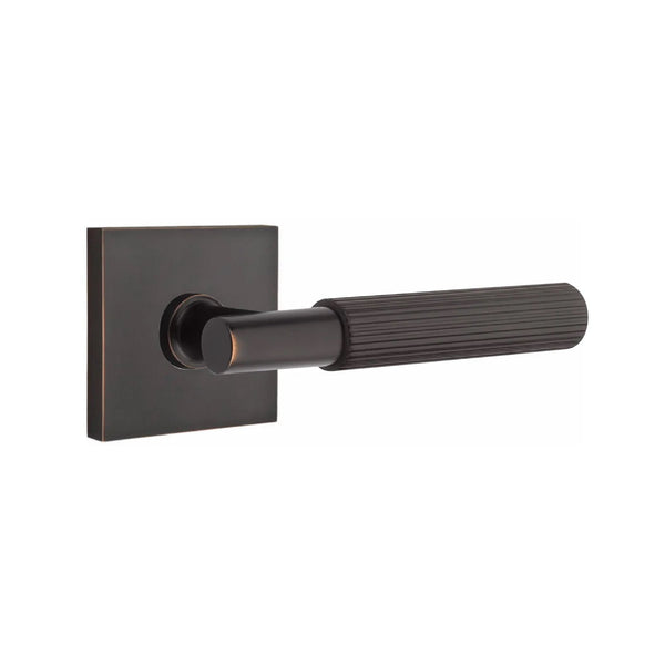 Emtek Select T-Bar Straight Knurled Lever with Square Rosette in Oil Rubbed Bronze finish