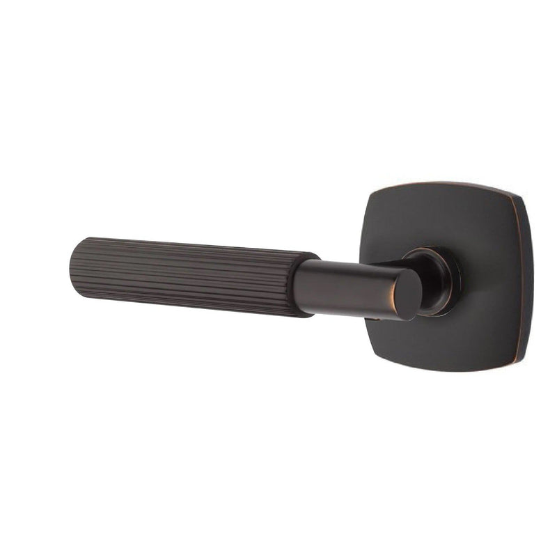 Emtek Select T-Bar Straight Knurled Lever with Urban Modern Rosette in Oil Rubbed Bronze finish