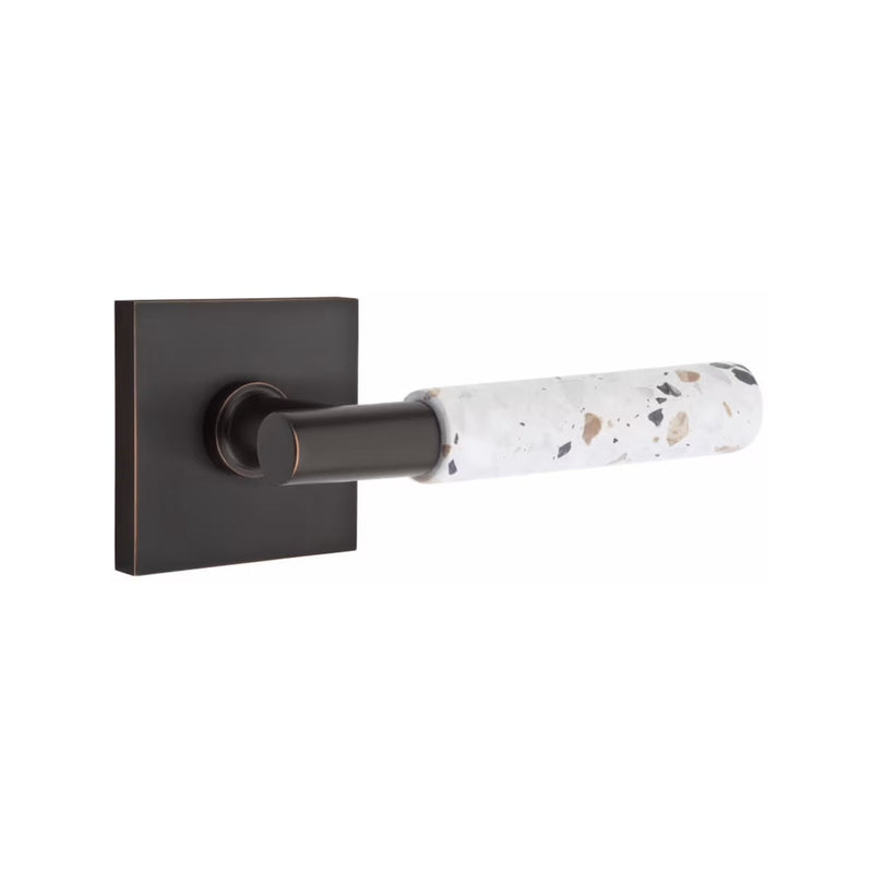 Emtek Select T-Bar Terrazzo Lever with Square Rosette in Oil Rubbed Bronze finish