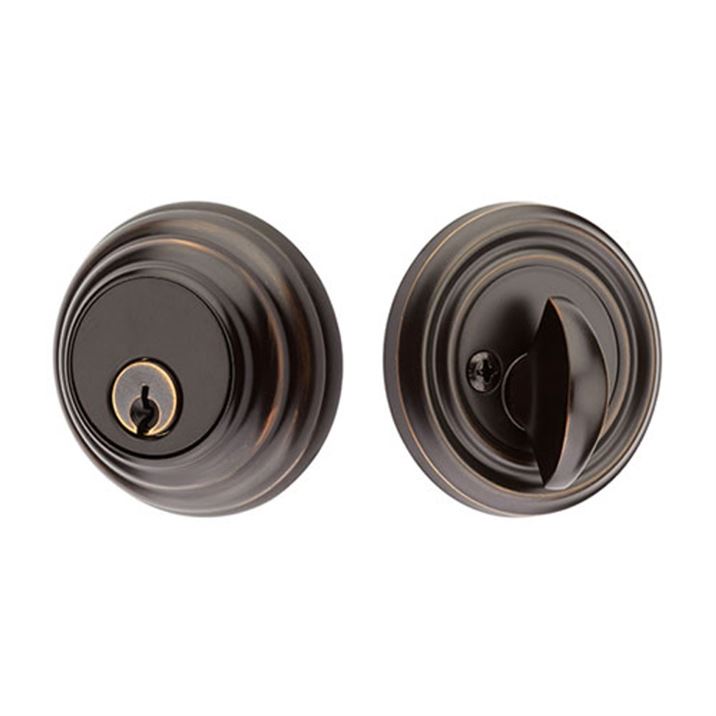 Emtek Single Cylinder Low Profile Keyed Deadbolt in Oil Rubbed Bronze finish