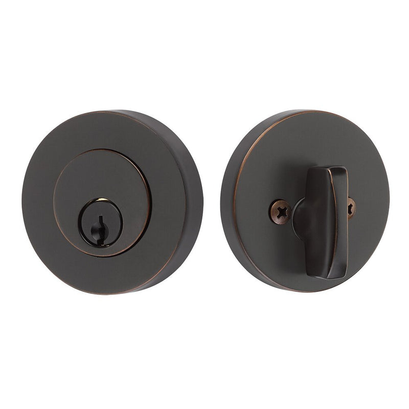 Emtek Single Cylinder Modern Disc Deadbolt in Oil Rubbed Bronze finish