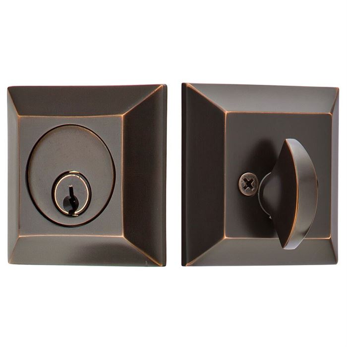 Emtek Single Cylinder Quincy Keyed Deadbolt in Oil Rubbed Bronze finish