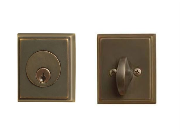 Emtek Single Cylinder Rectangular Keyed Deadbolt in Oil Rubbed Bronze finish