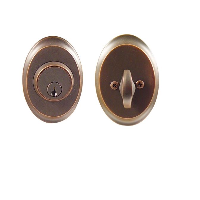 Emtek Single Cylinder Saratoga Keyed Deadbolt in Oil Rubbed Bronze finish