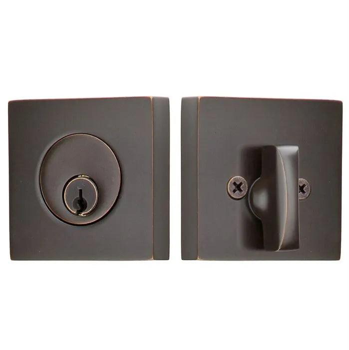 Emtek Single Cylinder Square Keyed Deadbolt in Oil Rubbed Bronze finish