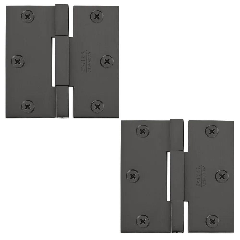 Emtek Square Barrel Heavy Duty Solid Brass Hinge, 3.5" x 3.5", 0.125" Thickness in Oil Rubbed Bronze finish