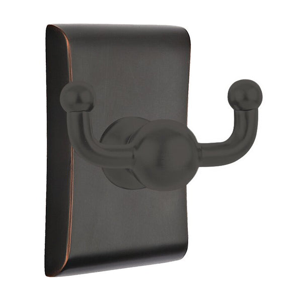 Emtek Traditional Brass Double Robe Hook With Neos Rosette in Oil Rubbed Bronze finish