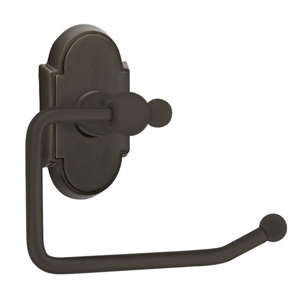 Emtek Traditional Brass Paper Holder - Bar Style (3 3/8" Projection) With #8 Rosette in Oil Rubbed Bronze finish