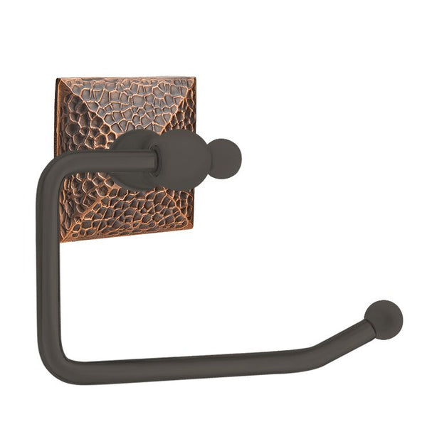 Emtek Traditional Brass Paper Holder - Bar Style (3 3/8" Projection) With Hammered Rosette in Oil Rubbed Bronze finish