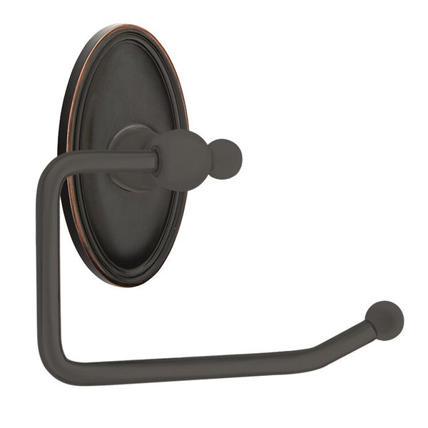 Emtek Traditional Brass Paper Holder - Bar Style (3 3/8" Projection) With Oval Rosette in Oil Rubbed Bronze finish