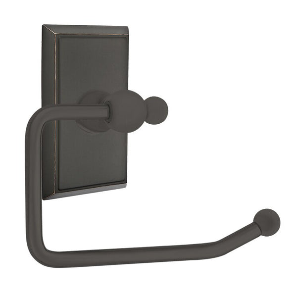 Emtek Traditional Brass Paper Holder - Bar Style (3 3/8" Projection) With Rectangular Rosette in Oil Rubbed Bronze finish