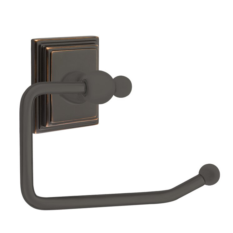 Emtek Traditional Brass Paper Holder - Bar Style (3 3/8" Projection) With Wilshire Rosette in Oil Rubbed Bronze finish