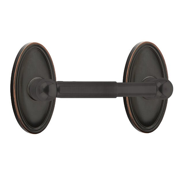 Emtek Traditional Brass Paper Holder - Spring Rod Style (3 3/8" Projection) With Oval Rosette in Oil Rubbed Bronze finish