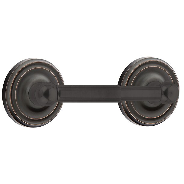 Emtek Traditional Brass Paper Holder - Spring Rod Style (3 3/8" Projection) With Regular Rosette in Oil Rubbed Bronze finish