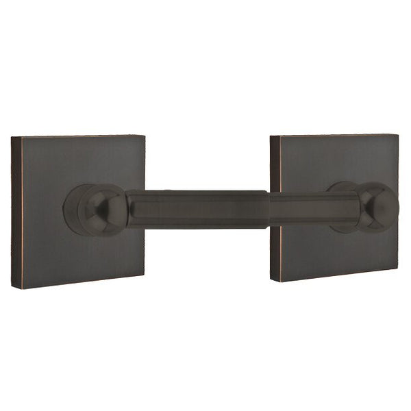 Emtek Traditional Brass Paper Holder - Spring Rod Style (3 3/8" Projection) With Square Rosette in Oil Rubbed Bronze finish