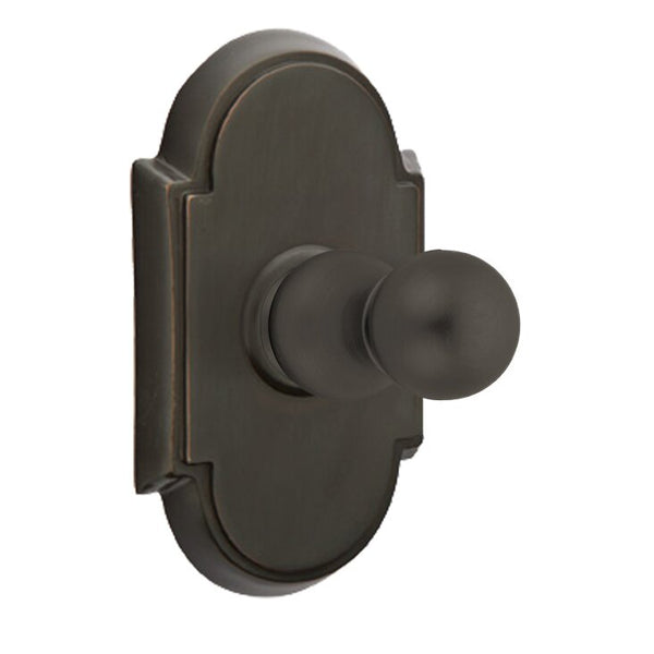 Emtek Traditional Brass Single Robe Hook With #8 Rosette in Oil Rubbed Bronze finish