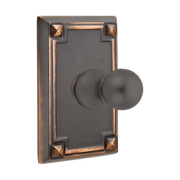 Emtek Traditional Brass Single Robe Hook With Arts & Crafts Rosette in Oil Rubbed Bronze finish