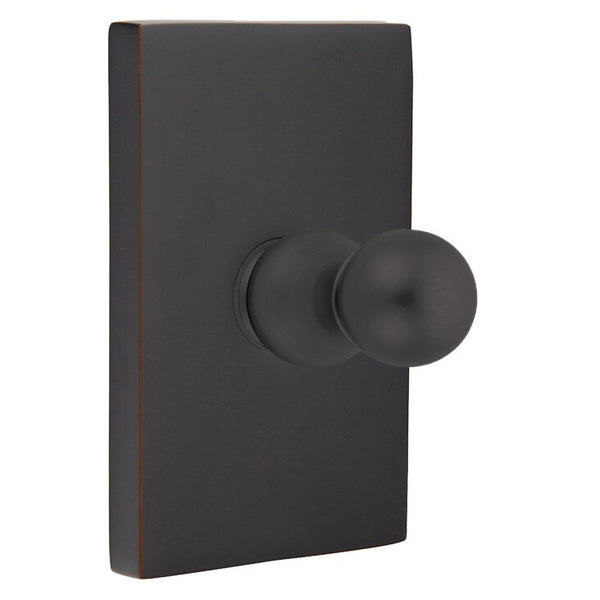 Emtek Traditional Brass Single Robe Hook With Modern Rectangular Rosette in Oil Rubbed Bronze finish