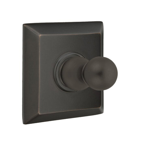 Emtek Traditional Brass Single Robe Hook With Quincy Rosette in Oil Rubbed Bronze finish