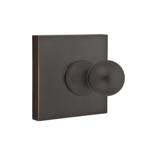 Emtek Traditional Brass Single Robe Hook With Square Rosette in Oil Rubbed Bronze finish