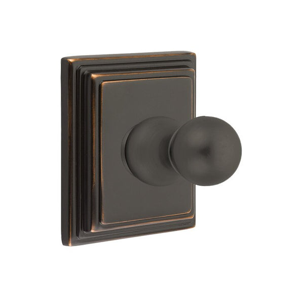 Emtek Traditional Brass Single Robe Hook With Wilshire Rosette in Oil Rubbed Bronze finish