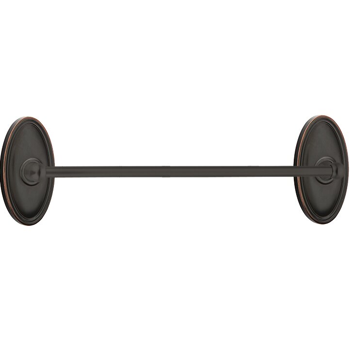 The Emtek Traditional Brass Towel Bar with Oval Rosette in Oil Rubbed Bronze finish.