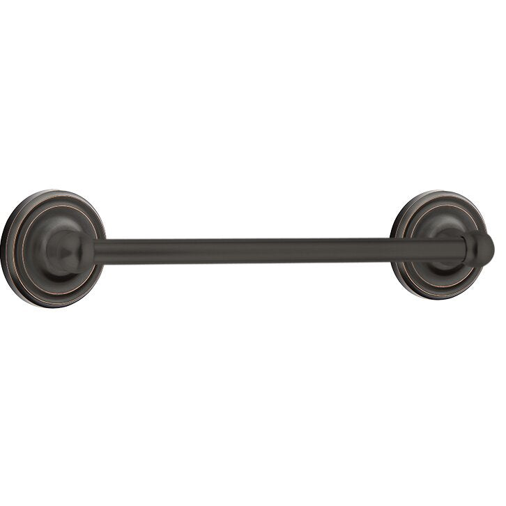 The Emtek Traditional Brass Towel Bar with Regular Rosette in Oil Rubbed Bronze finish.