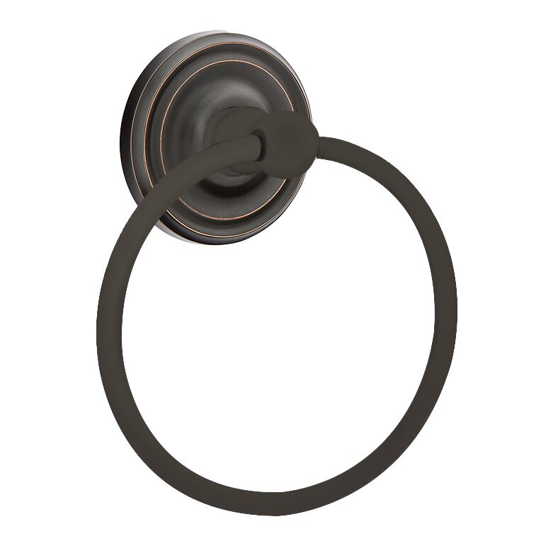 Emtek Traditional Brass Towel Ring (6 7/8" Overall) With Regular Rosette in Oil Rubbed Bronze finish