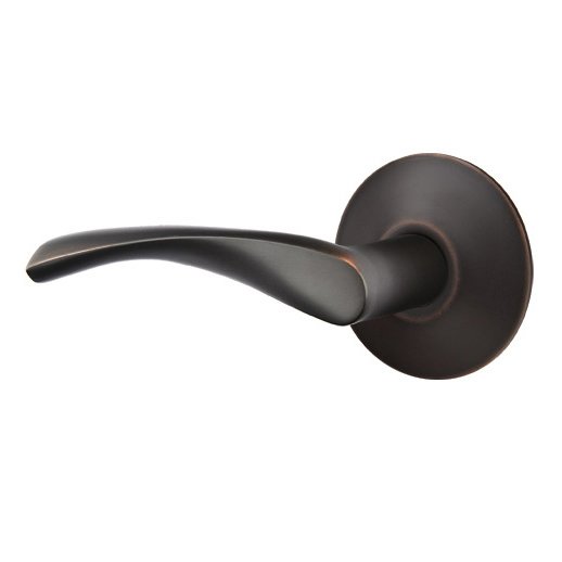 The Emtek Triton Lever With Modern Rosette in Oil Rubbed Bronze finish.