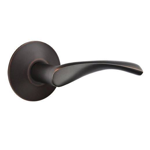 The Emtek Triton Lever With Modern Rosette in Oil Rubbed Bronze finish.