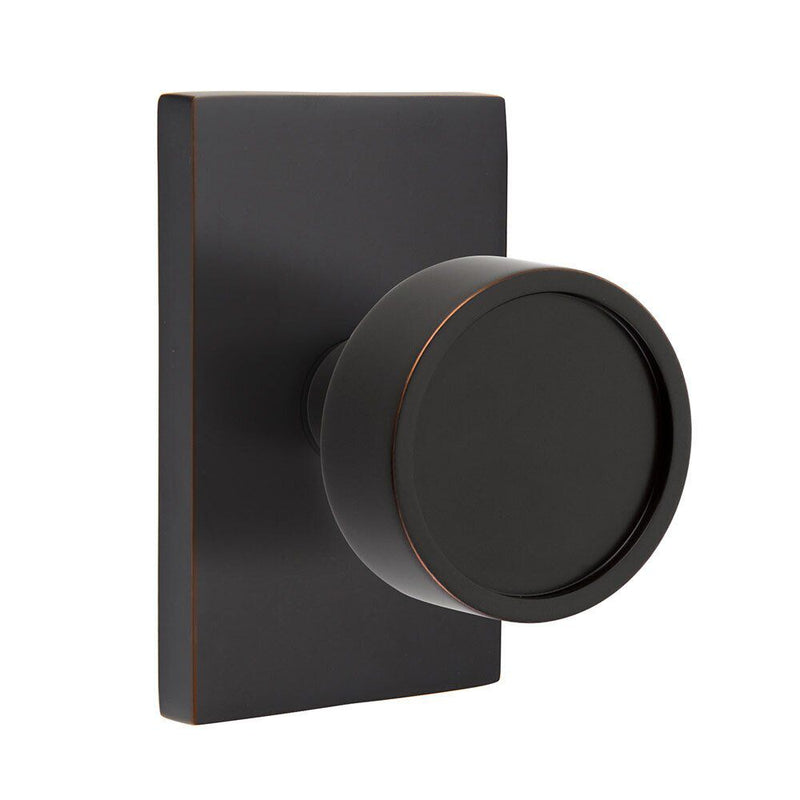 Emtek Verve Knob with Modern Rectangular Rosette in Oil Rubbed Bronze finish