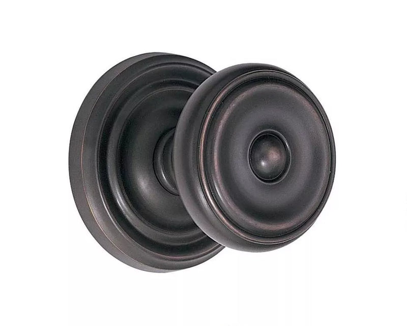 The Emtek Waverly Knob with Regular Rosette in Oil Rubbed Bronze finish.