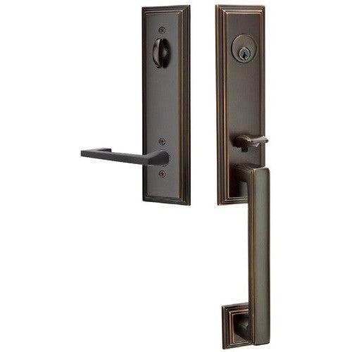 Emtek Wilshire Tubular Entrance Handleset With Argos Lever in Oil Rubbed Bronze finish