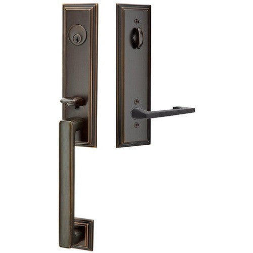 Emtek Wilshire Tubular Entrance Handleset With Argos Lever in Oil Rubbed Bronze finish